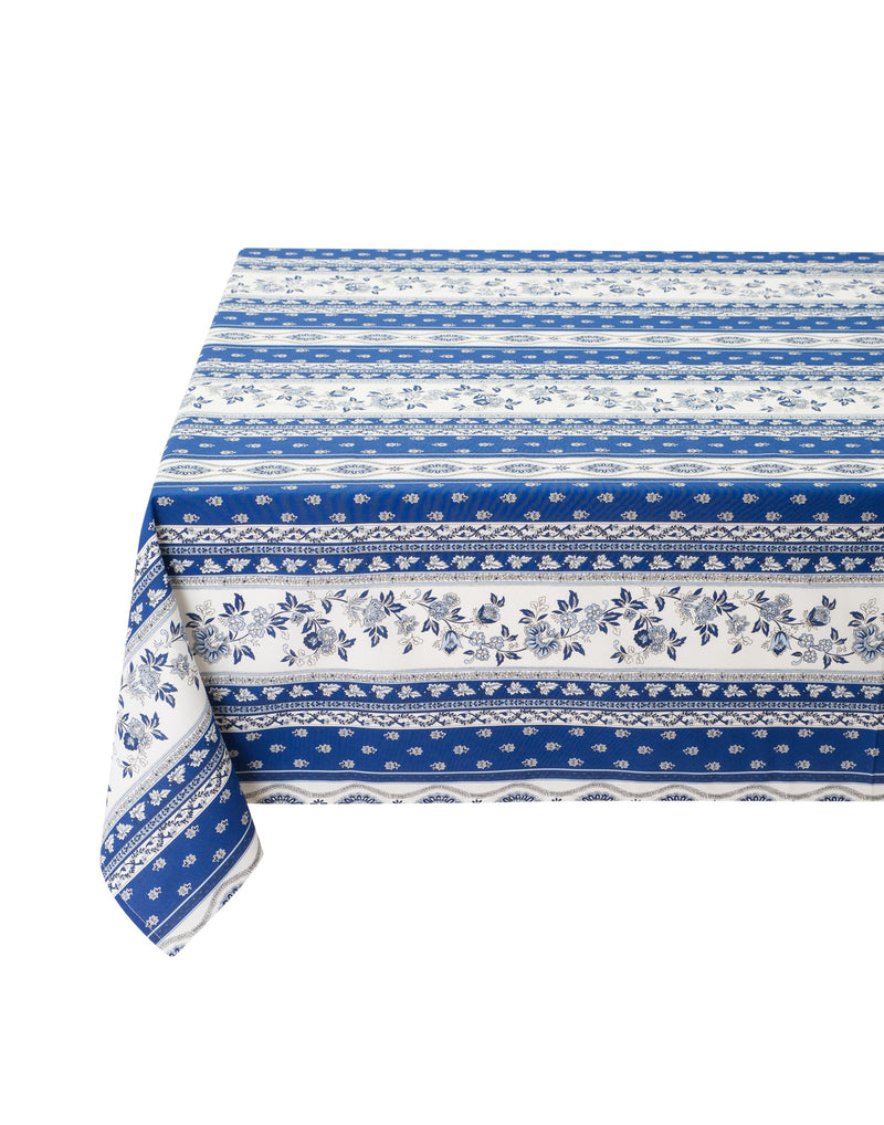 Avignon Blue/White Coated Cotton Tablecloth
