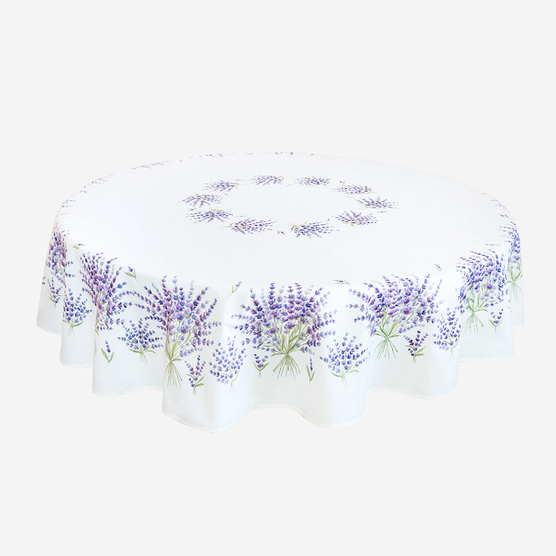Bonnieux White Coated Cotton Round Tablecloth