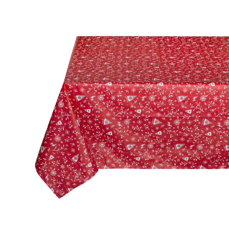 Cervin Red All Over Coated Cotton Tablecloth