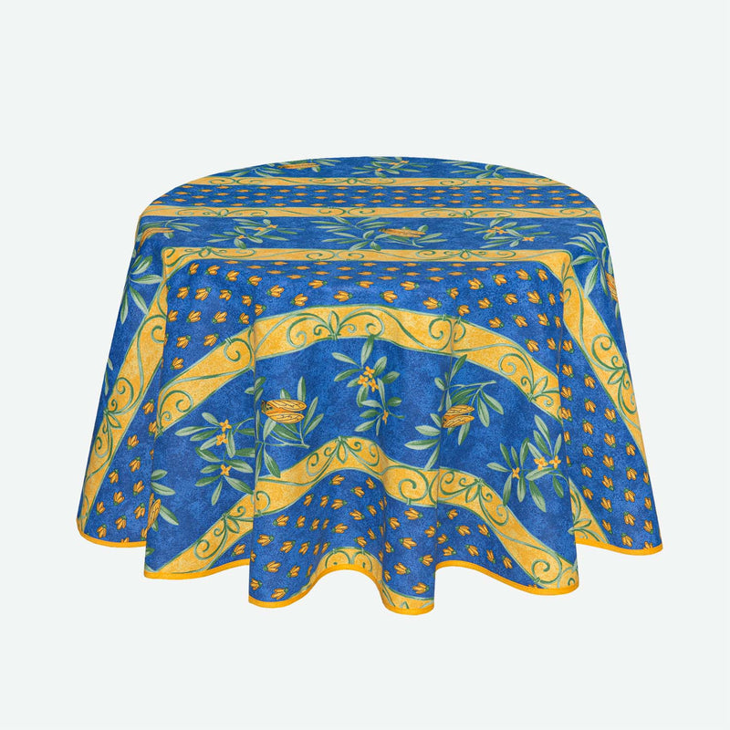 Cigale Coated Cotton Round Tablecloth (59")
