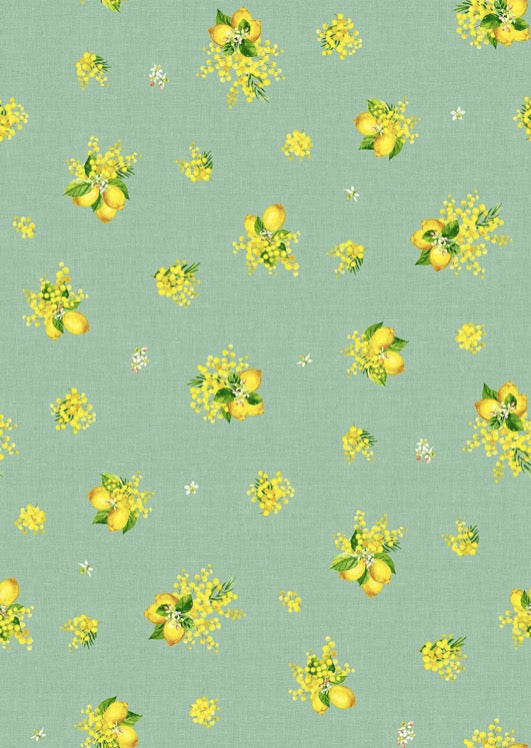 Citron/Mimosa Green Coated Cotton Round Tablecloth (61")