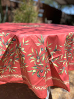 Oliveraie Terracotta Coated Cotton Round Tablecloth