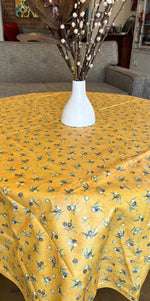 Oliveraie Yellow Coated Cotton Round Tablecloth (61")