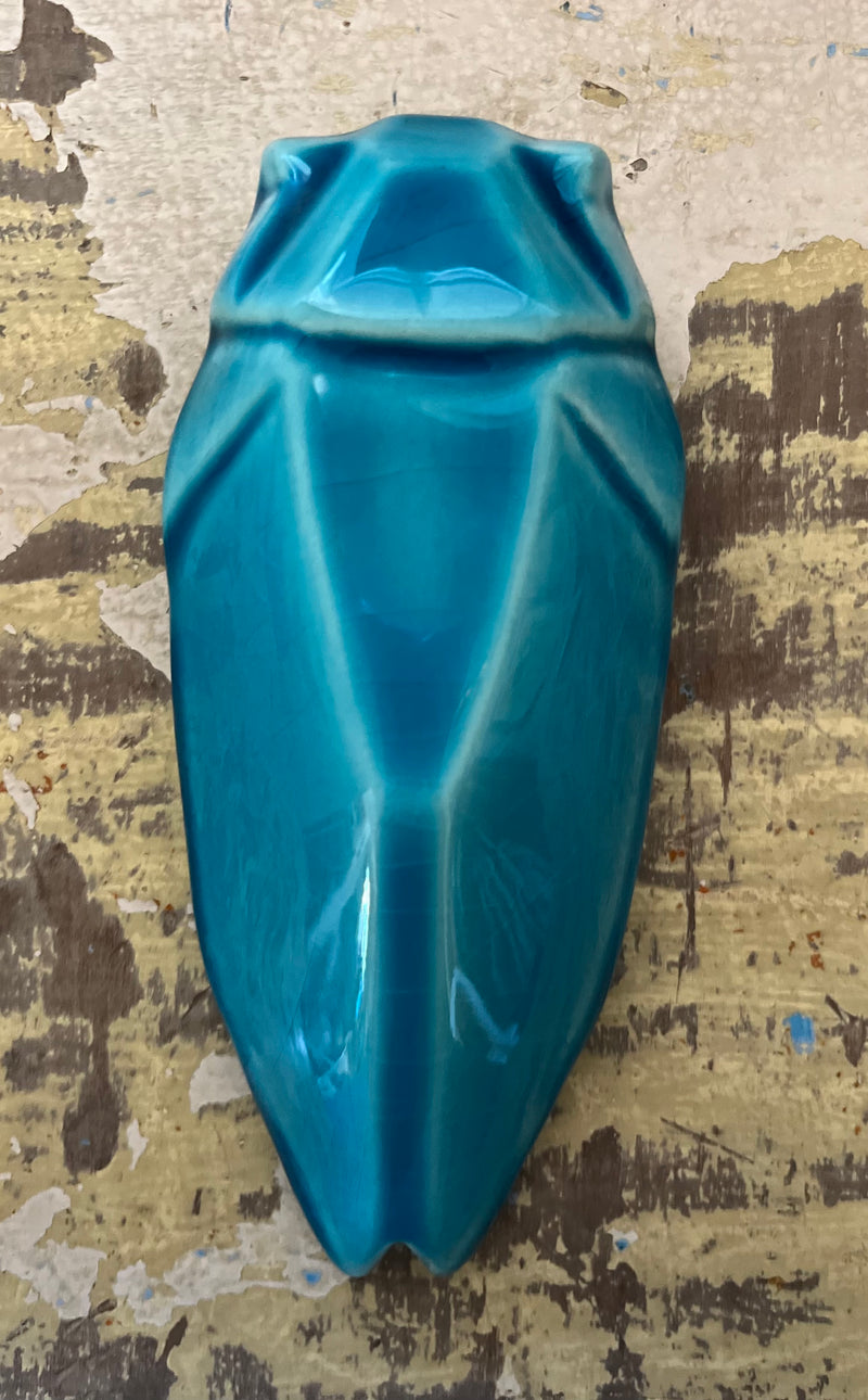 French Artisan-Made "DESIGN" Ceramic Cicada (turquoise)