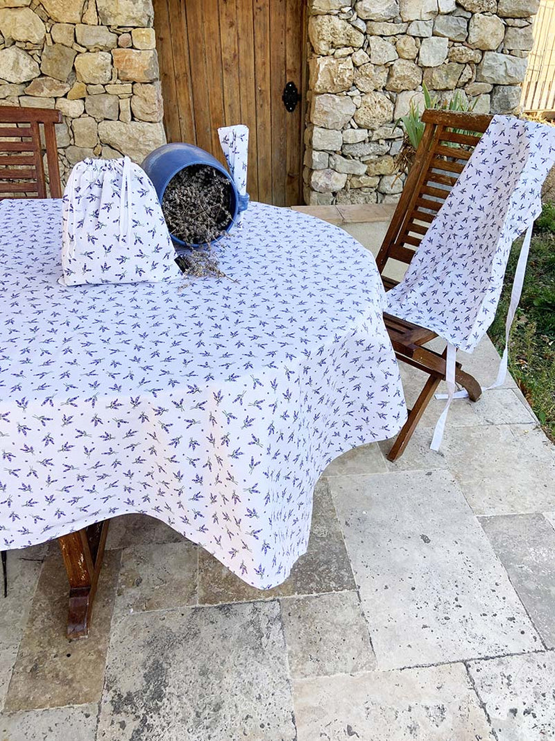 Lavandine ecru Coated Cotton Round Tablecloth (61")