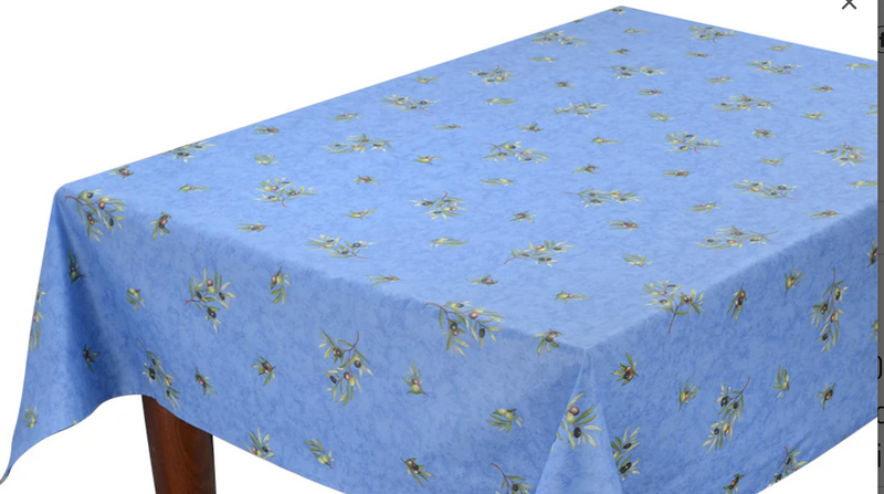 Clos des Oliviers Blue Coated Cotton Square Tablecloth (60")