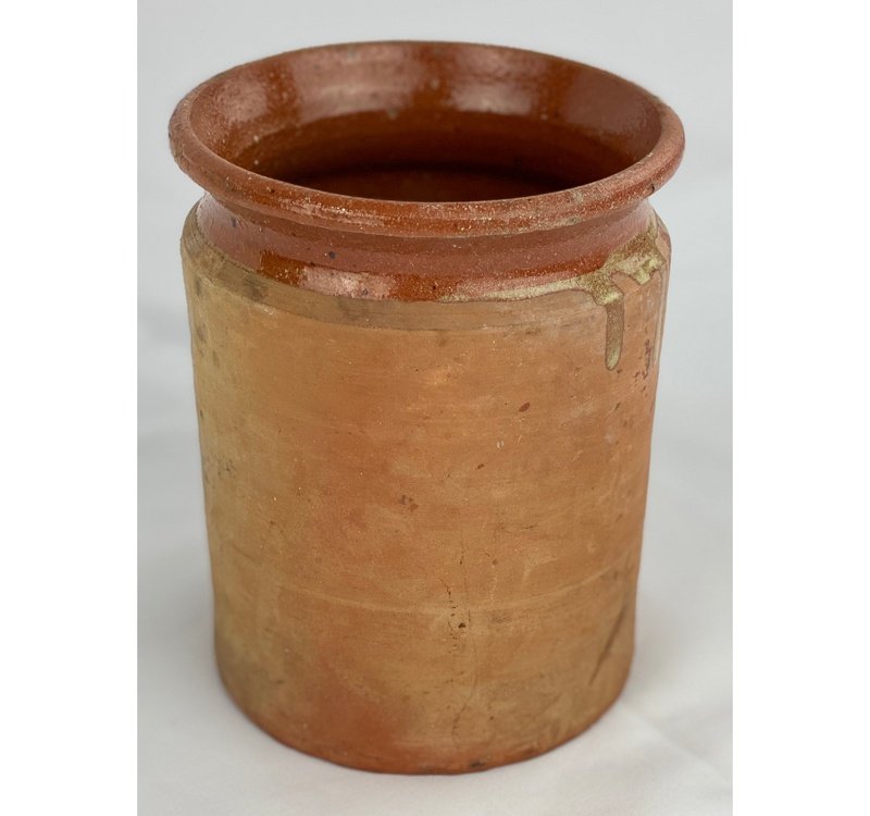 Antique 19th Century Half Glazed Brown Olives/Jam Pot (6" x 4.5")