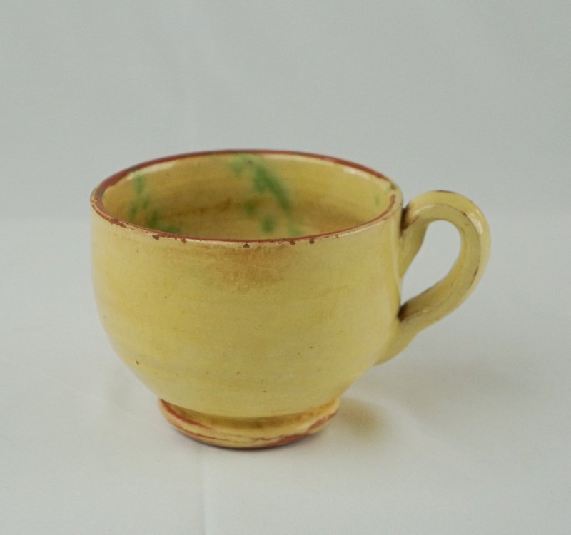 Antique Green Mottled Glaze Soup Cup