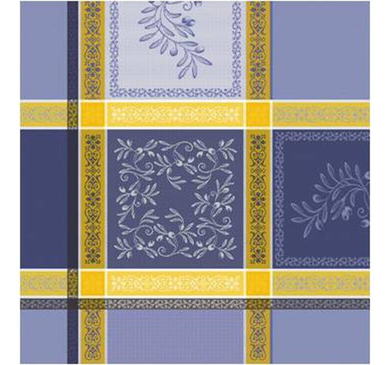 Olivia Blue Teflon-Coated Jacquard Tablecloth