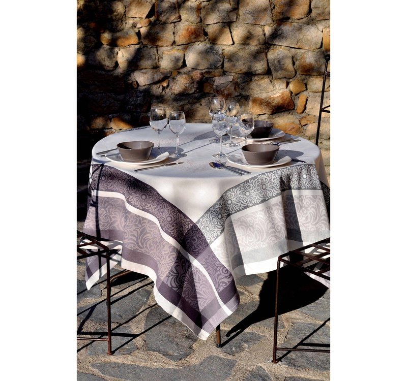 Bargeme Grey Teflon-Coated Jacquard Tablecloth