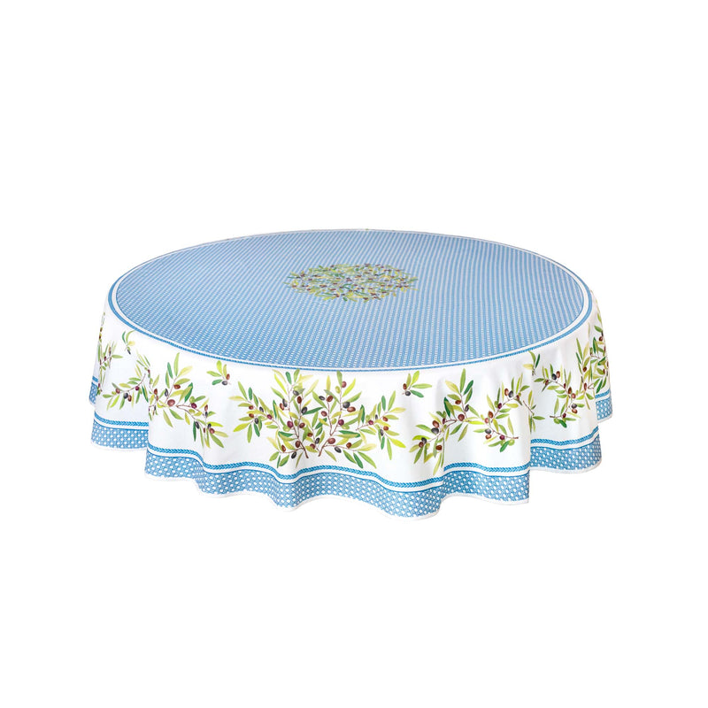 Azur Table Linens Nyons Azur Coated Cotton Round Tablecloth – Bleu d'Olive