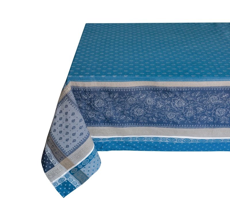 Massilia Azur Teflon-Coated Jacquard Tablecloth
