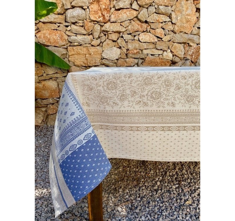 Beaulieu Blue Cotton Jacquard Tablecloth