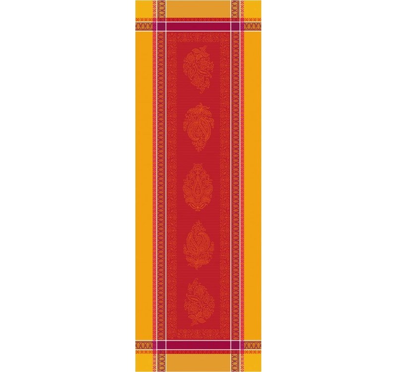 Cassis Yellow/Red Teflon Coated Cotton Jacquard Table  Runner