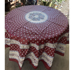 Bastide Burgundy Coated Cotton Round Tablecloth
