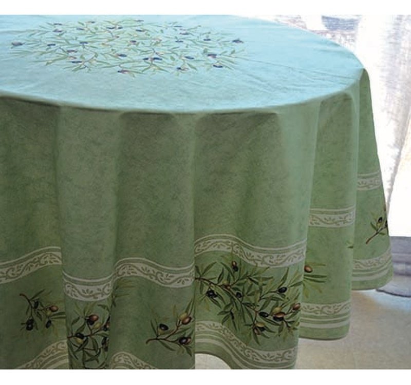 Clos des Oliviers Green Coated Cotton Round Tablecloth
