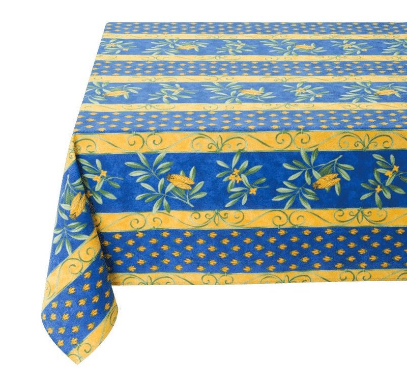Cigale Blue Coated Cotton Tablecloth