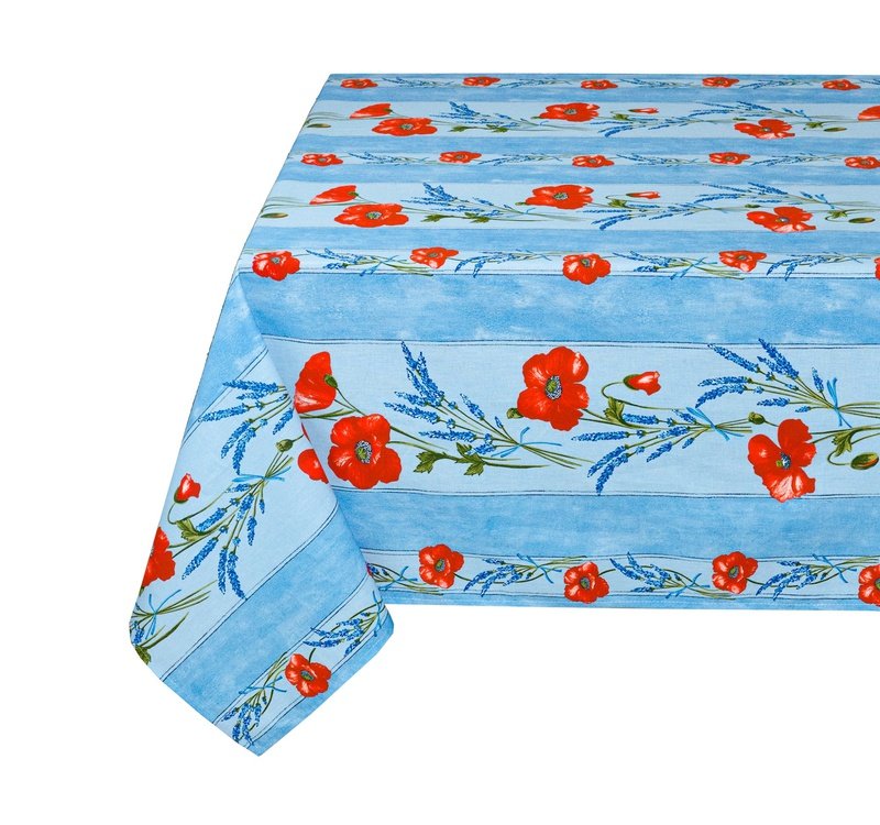Poppy Lavande Blue Coated Cotton Tablecloth