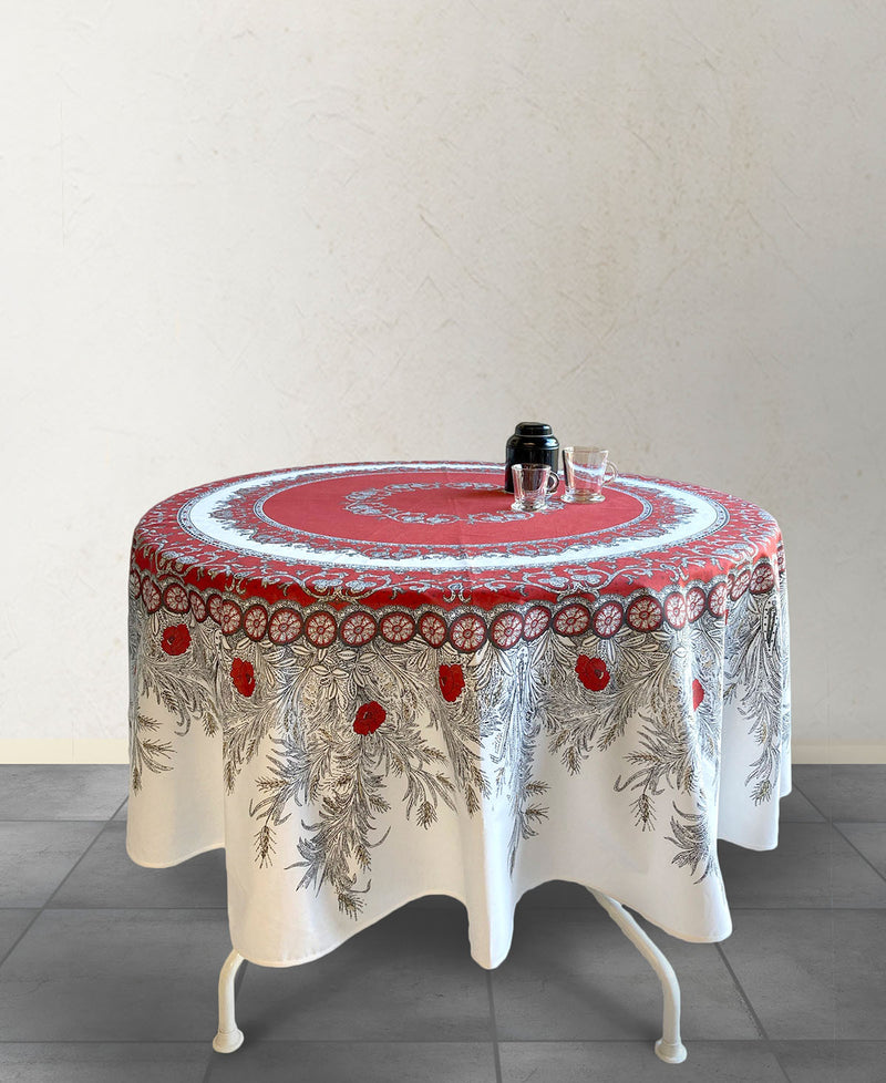 Montmirail Red Coated Cotton Round Tablecloth