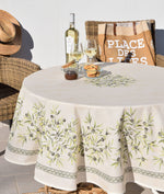 Oliveraie Ecru Coated Cotton Round Tablecloth