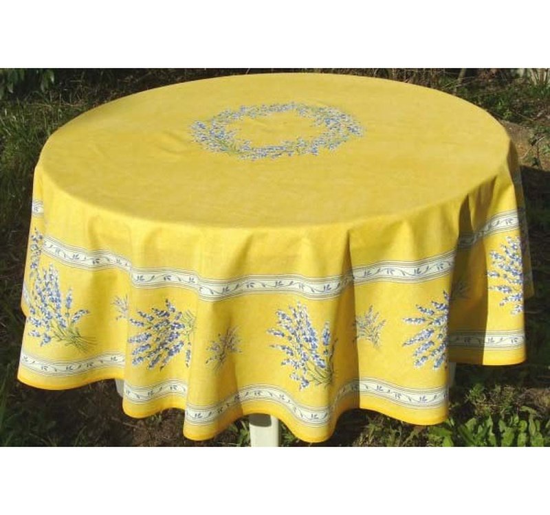 Valensole Yellow Coated Cotton Round Tablecloth