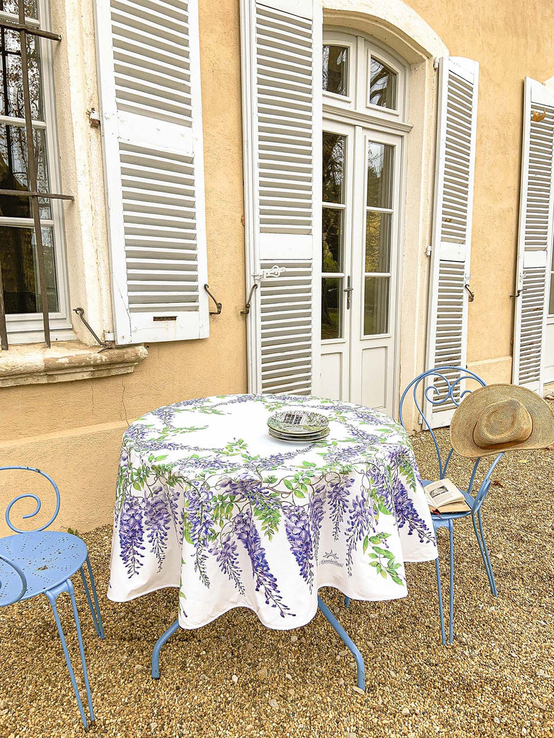 Wisteria Coated Cotton Round Tablecloth