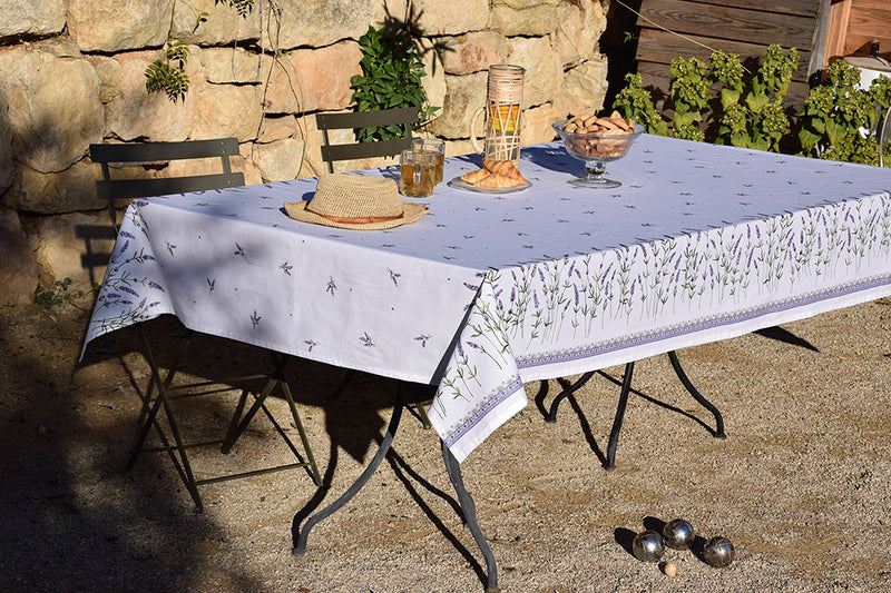 Lavandine Ecru Coated Cotton Tablecloth