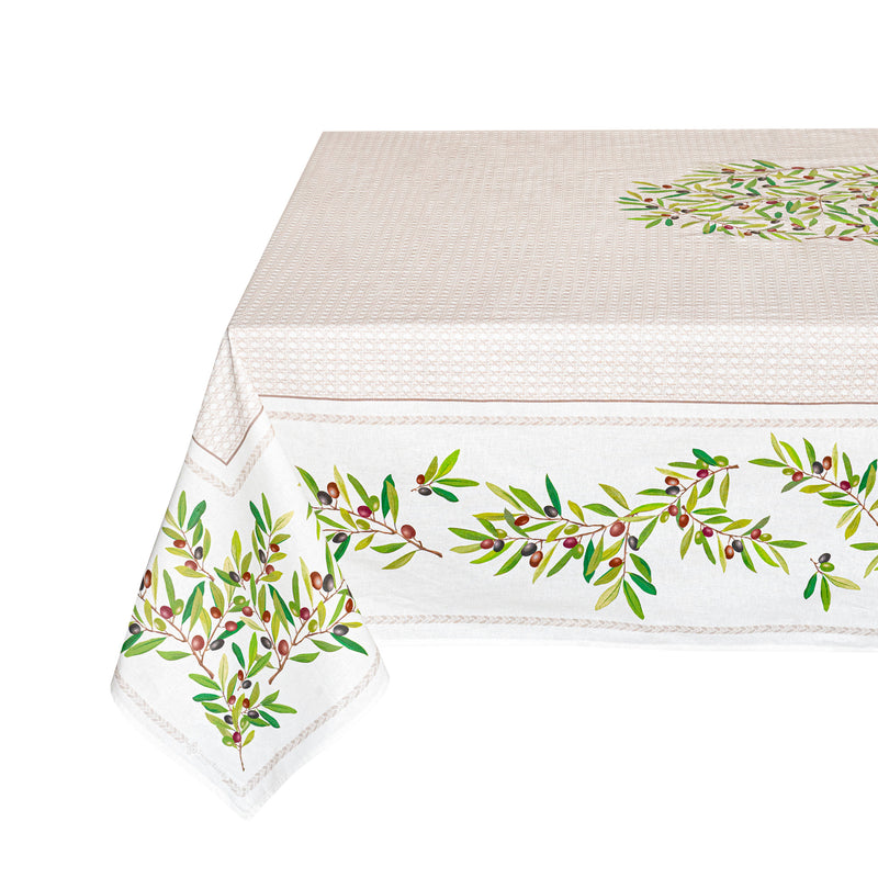Nyons Ecru Coated Cotton Tablecloth