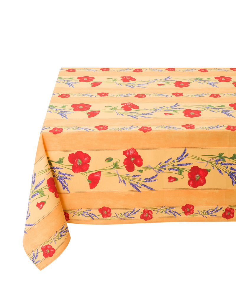 Poppy Lavande Yellow Coated Cotton Tablecloth