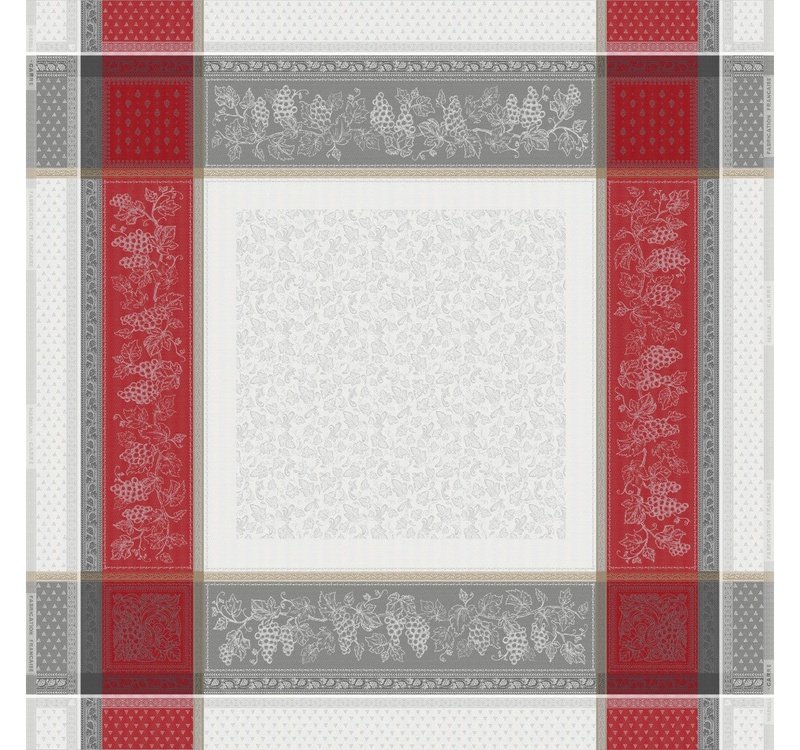 Coteau Airelle (red) Teflon-Coated Jacquard Tablecloth