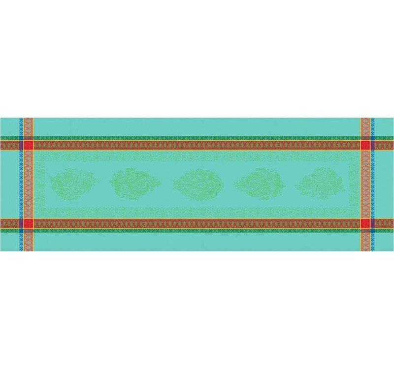 Cassis Turquoise Teflon Coated Cotton Jacquard Table Runner
