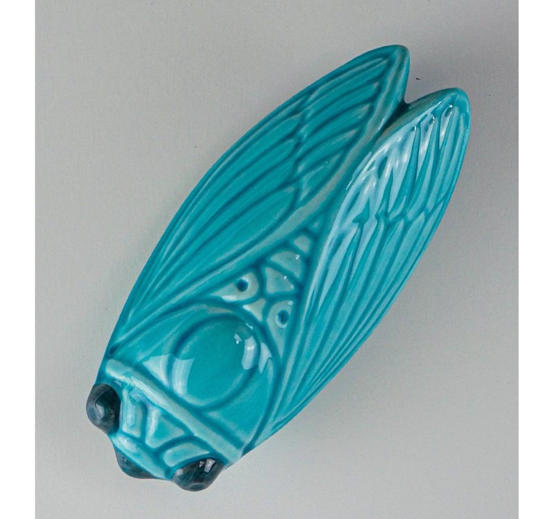 French Artisan-Made Ceramic Cicada (turquoise)