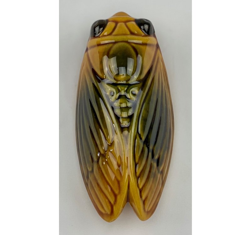 French Artisan-Made Ceramic Cicada (honey green)