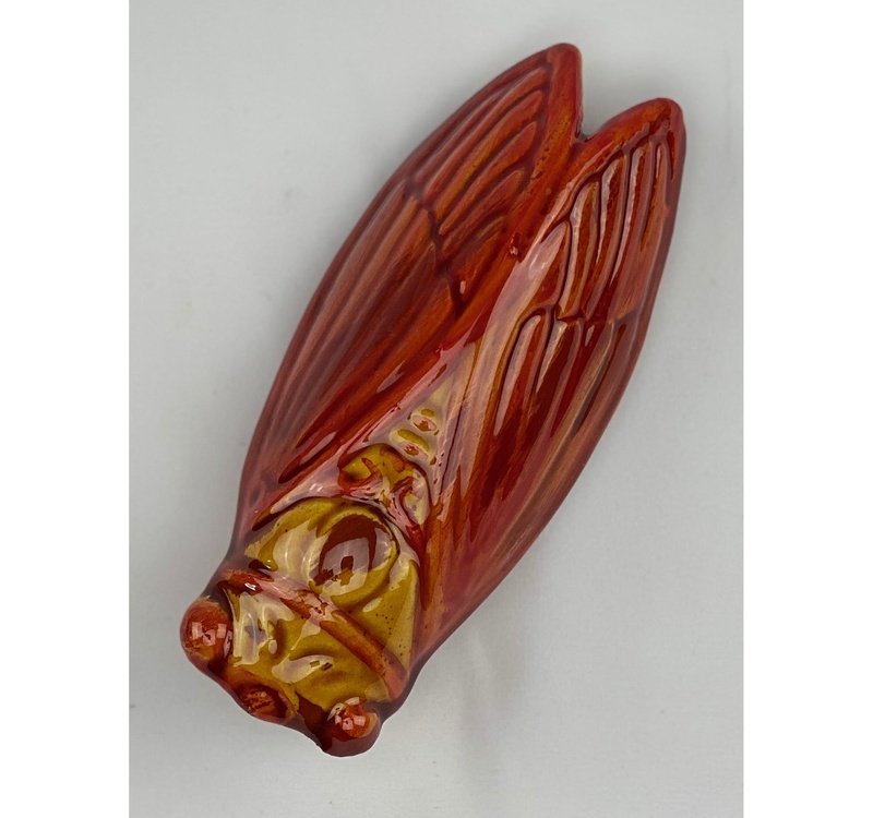 French Artisan-Made Ceramic Cicada (honey patina)