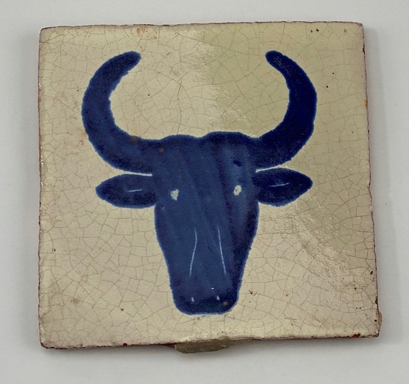 Antique Aubagne Tile (Bull)