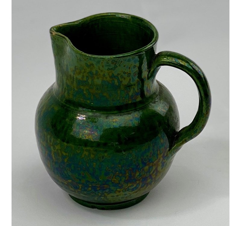 Antique Small Green Glazed Ceramic Pitcher