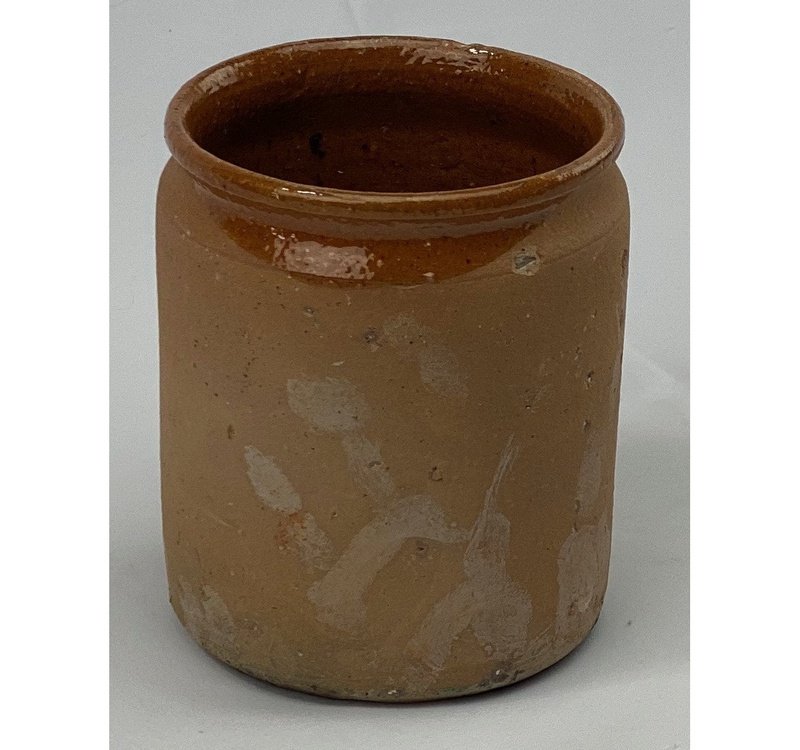 Antique 19th Century Glazed/Unglazed Mix Olives/Jam Pot (4.5" x 4")