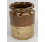 Antique 19th Century Half Glazed Brown Olives/Jam Pot (6.5" x 5")