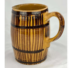 Antique Eastern France Yellow and Brown Stripe Pitcher (8" x 7.5" - High Handle)