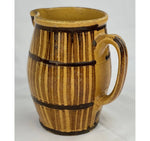 Antique Eastern France Yellow and Brown Stripe Pitcher (8" x 7.5" - Low Handle)