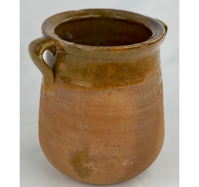 Antique 19th Century Partially Glazed Olives/Jam Pot (7" x 6.5")
