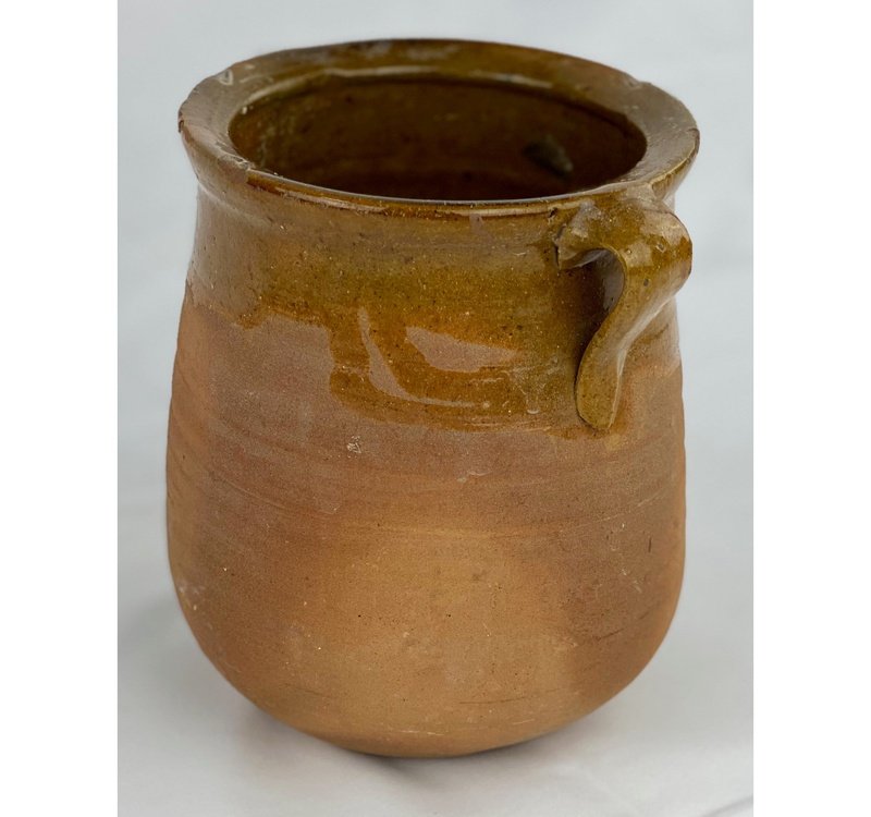Antique 19th Century Partially Glazed Olives/Jam Pot (7" x 6.5")