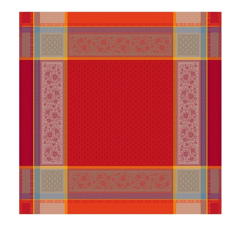 Massilia Red Teflon-Coated Jacquard Tablecloth