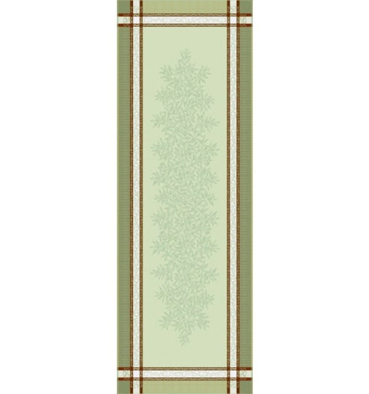 Olive Green Cotton Jacquard Table Runner