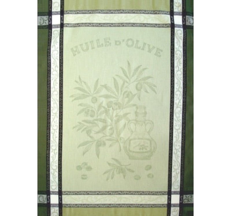 Olive Green Cotton Jacquard Dishtowel