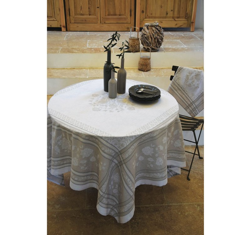 Ramatuelle Ecru Teflon-Coated Jacquard Tablecloth