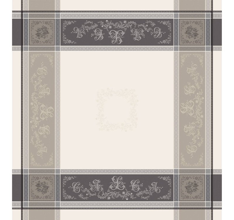 Romantique Taupe Teflon-Coated Jacquard Tablecloth
