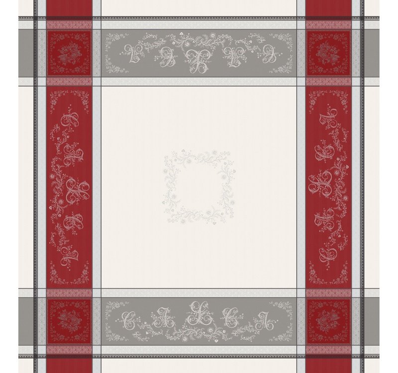 Romantique Red Teflon-Coated Jacquard Tablecloth