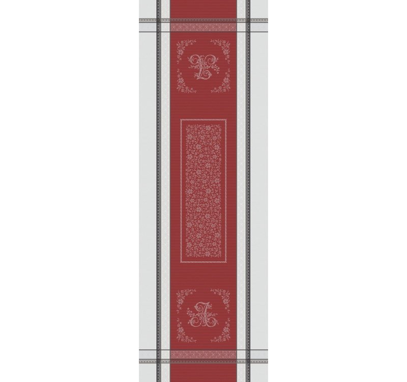 Romantique Red/Grey Teflon Coated Cotton Jacquard Table Runner