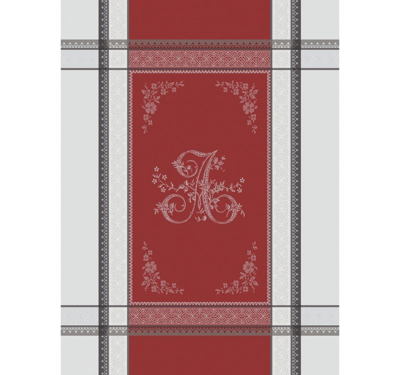 Romantique Red/Grey Cotton Jacquard Dishtowel